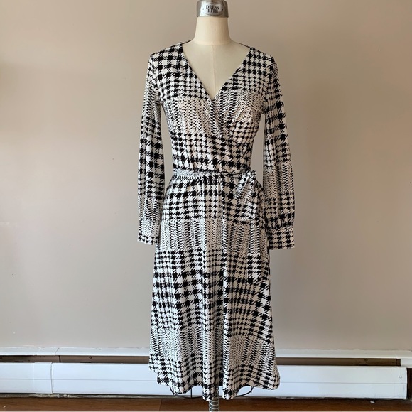 H&M x Richard Allan Houndstooth Faux Wrap Dress Size Small - Picture 2 of 6